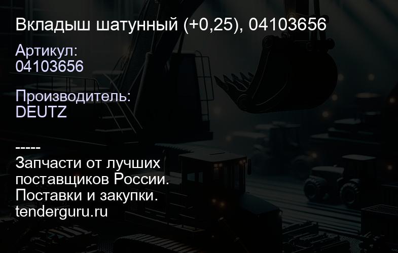 04103656 Вкладыш шатунный (+0,25), 04103656 | купить запчасти