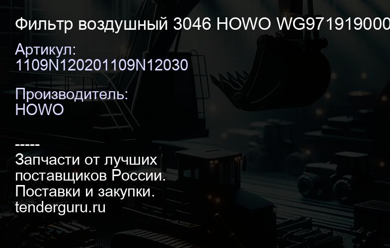1109N120201109N12030 Фильтр воздушный 3046 HOWO WG9719190001-1 | купить запчасти