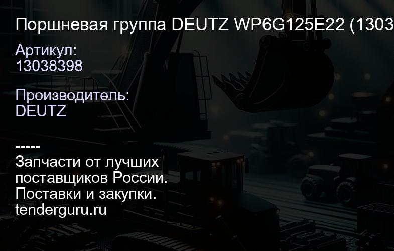 13038398 Поршневая группа DEUTZ WP6G125E22 (13032095/41100008460 62/13038398) | купить запчасти