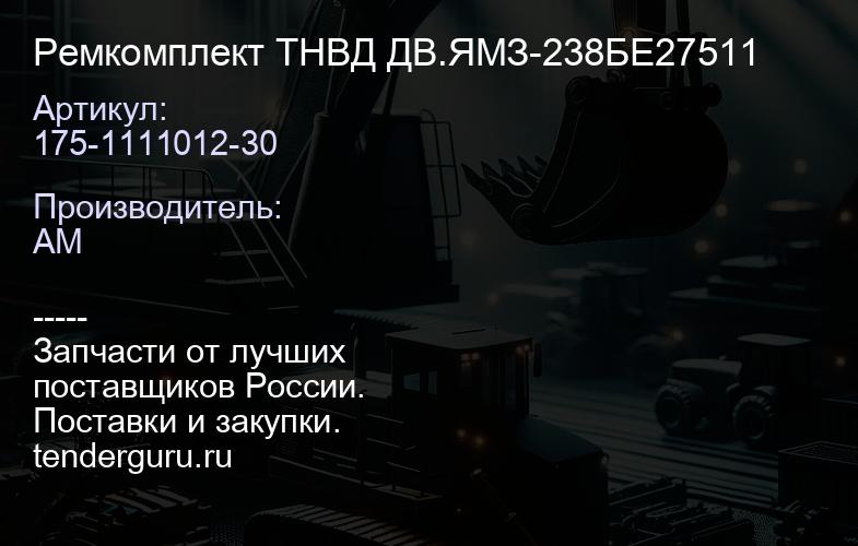 175-1111012-30 Ремкомплект ТНВД ДВ.ЯМЗ-238БЕ27511 | купить запчасти