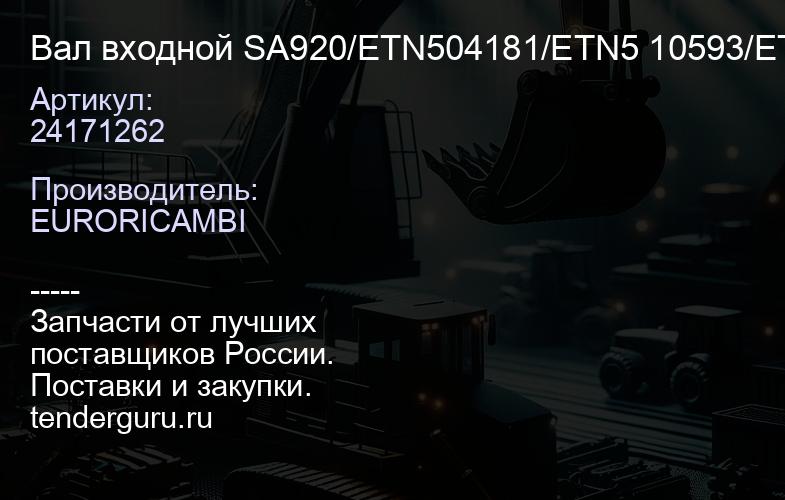 24171262 Вал входной SA920/ETN504181/ETN5 10593/ETN216226/ETN5 04026/24171262 | купить запчасти