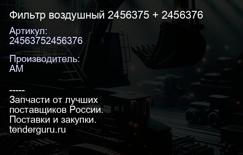 24563752456376 Фильтр воздушный 2456375 + 2456376 | купить запчасти