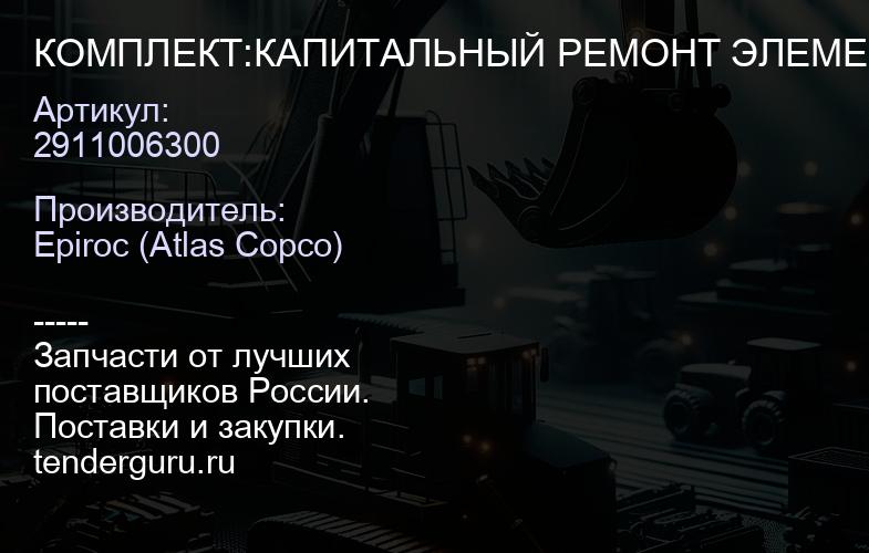 2911006300 КОМПЛЕКТ:КАПИТАЛЬНЫЙ РЕМОНТ ЭЛЕМЕНТА  | купить запчасти