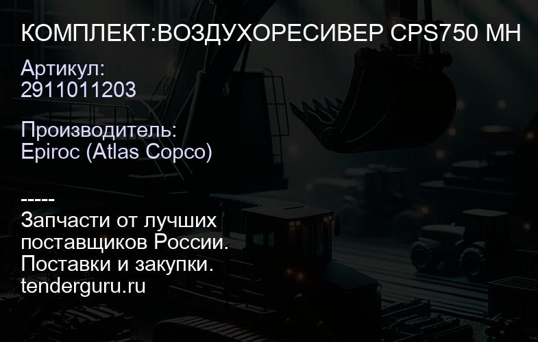 2911011203 КОМПЛЕКТ:ВОЗДУХОРЕСИВЕР CPS750 MH  | купить запчасти