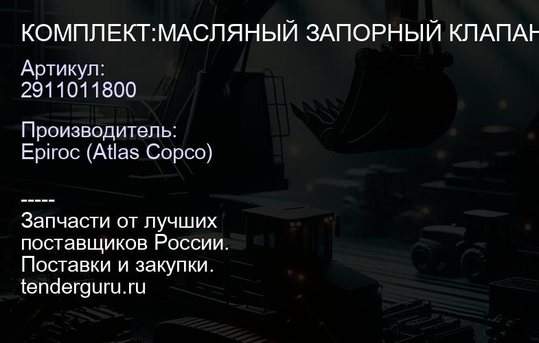 2911011800 КОМПЛЕКТ:МАСЛЯНЫЙ ЗАПОРНЫЙ КЛАПАН  | купить запчасти