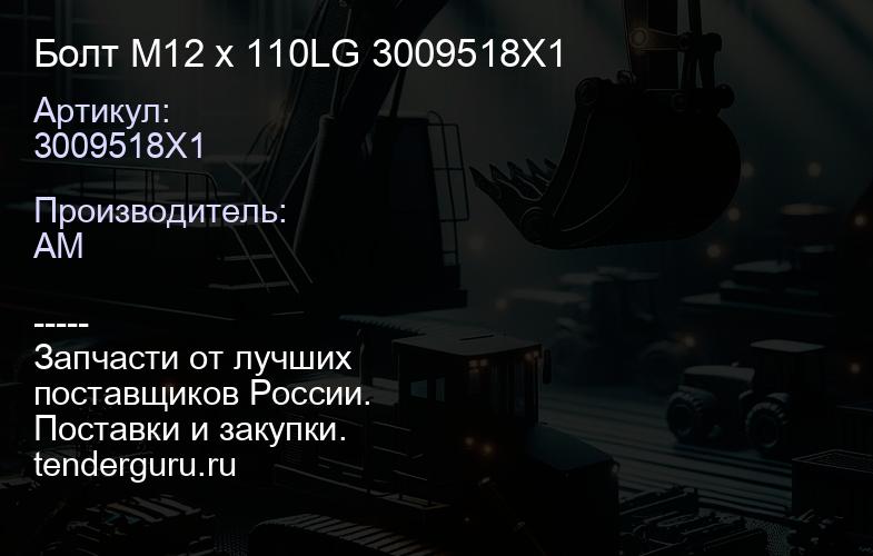 3009518X1 Болт M12 x 110LG 3009518X1 | купить запчасти