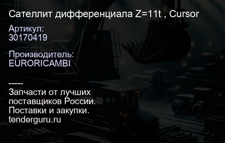 30170419 Сателлит дифференциала Z=11t , Cursor | купить запчасти