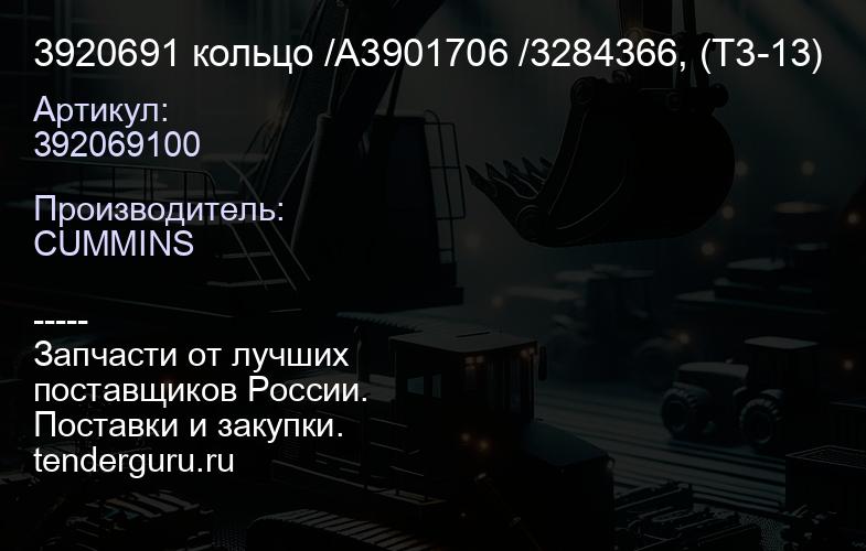 3920691 кольцо /A3901706 /3284366, (Т3-13) | купить запчасти