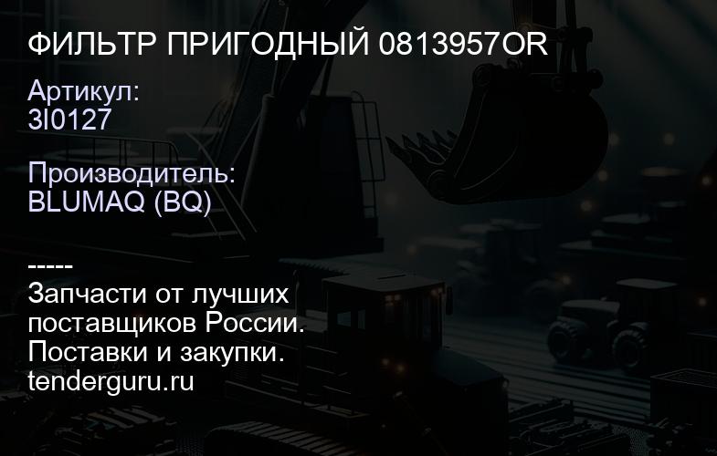 3I0127 ФИЛЬТР ПРИГОДНЫЙ 0813957OR | купить запчасти