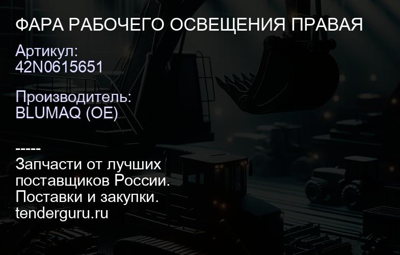 42N0615651 ФАРА РАБОЧЕГО ОСВЕЩЕНИЯ ПРАВАЯ | купить запчасти
