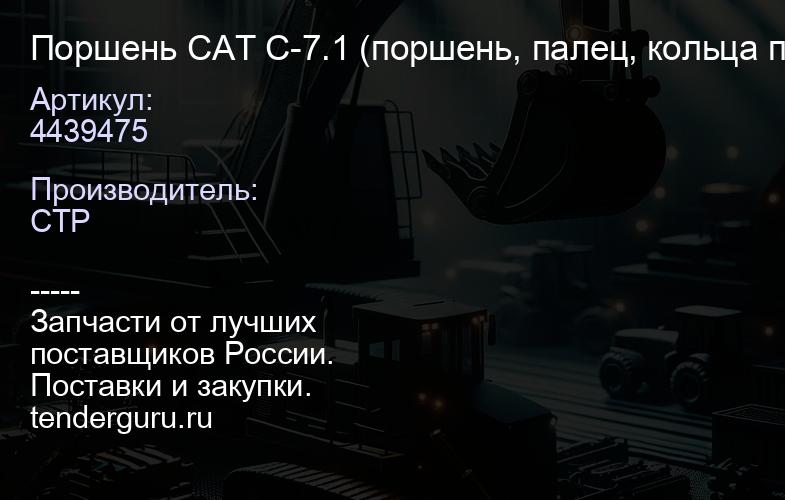 4439475 Поршень CAT C-7.1 (поршень, палец, кольца поршня) | купить запчасти