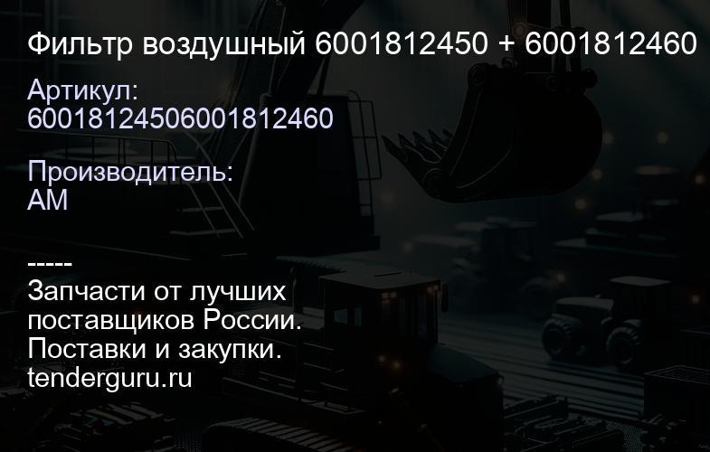 60018124506001812460 Фильтр воздушный 6001812450 + 6001812460 | купить запчасти