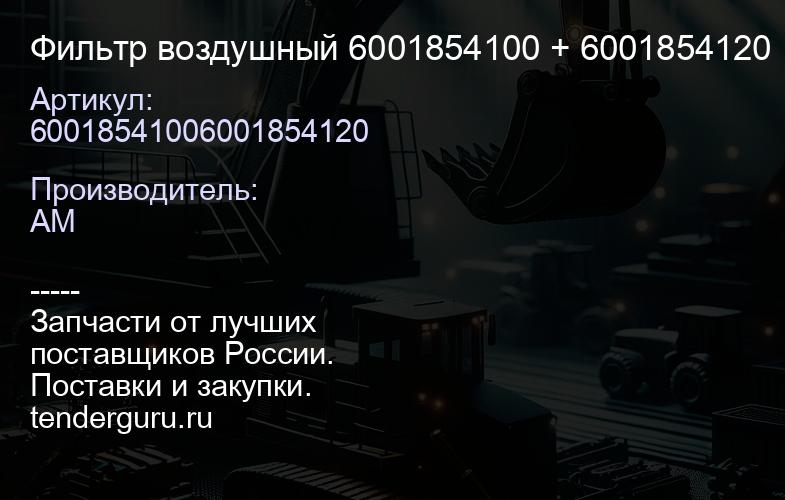 60018541006001854120 Фильтр воздушный 6001854100 + 6001854120 | купить запчасти