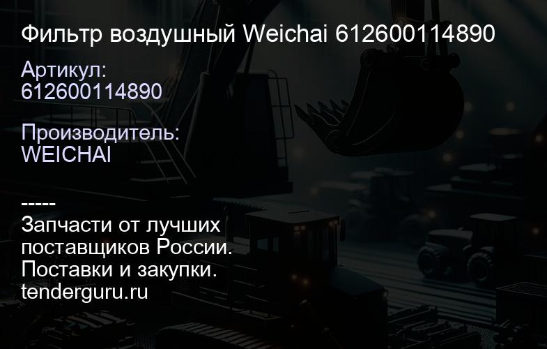 Фильтр воздушный Weichai 612600114890 | купить запчасти