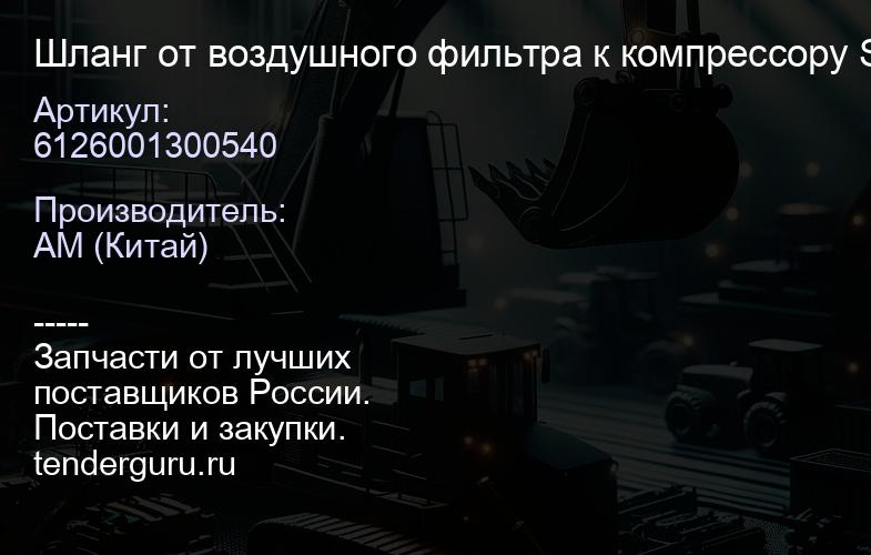 6126001300540 Шланг от воздушного фильтра к компрессору Steyr | купить запчасти