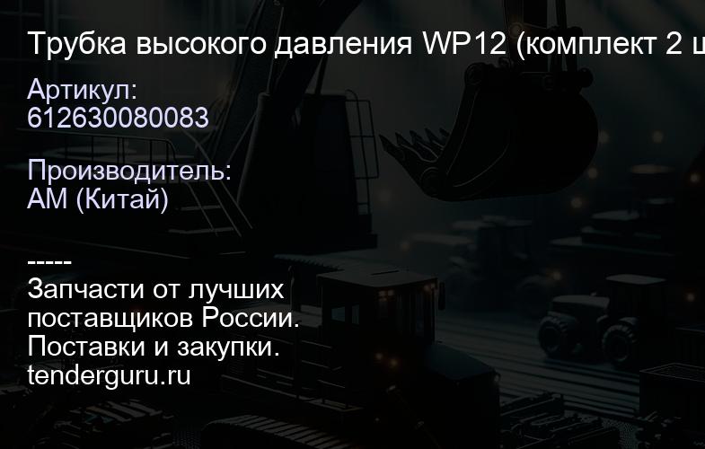 612630080083 Трубка высокого давления WP12 (комплект 2 шт) | купить запчасти