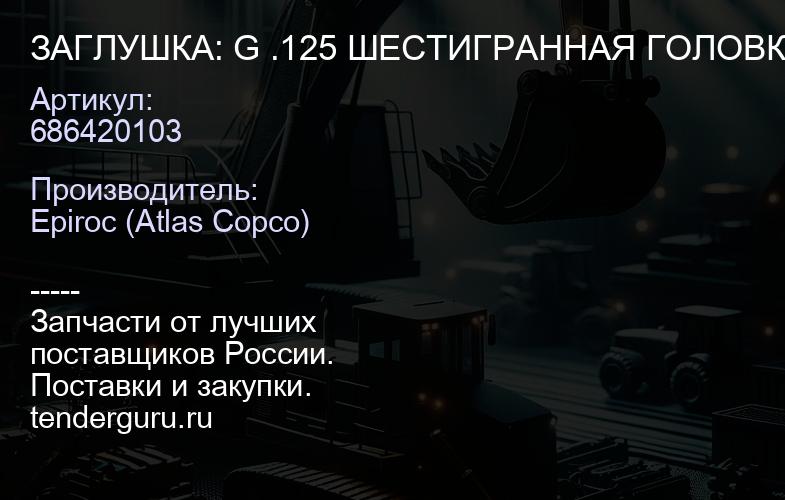 686420103 ЗАГЛУШКА: G .125 ШЕСТИГРАННАЯ ГОЛОВКА, ZN PLT  | купить запчасти