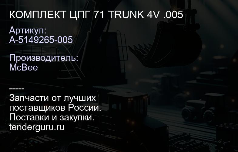 КОМПЛЕКТ ЦПГ 71 TRUNK 4V .005 | купить запчасти