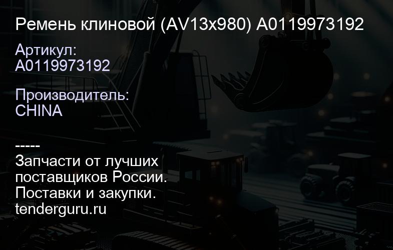 A0119973192 Ремень клиновой (AV13x980) A0119973192 | купить запчасти