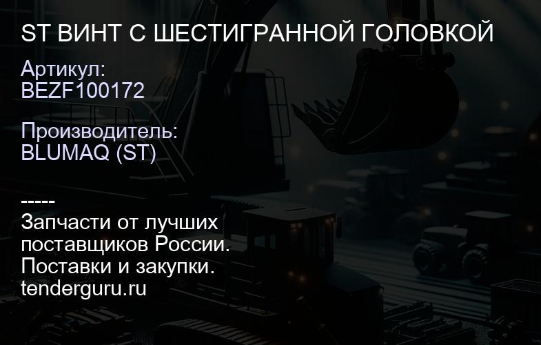 BEZF100172 ST ВИНТ С ШЕСТИГРАННОЙ ГОЛОВКОЙ | купить запчасти