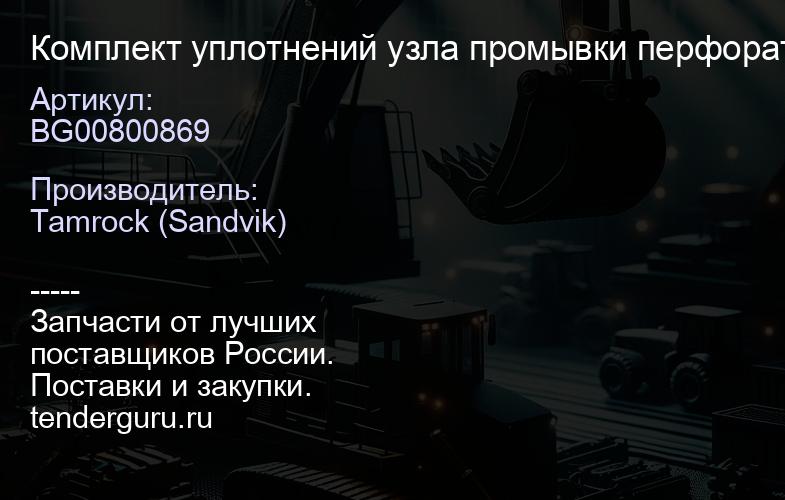BG00800869 Комплект уплотнений узла промывки перфоратора HLX5 Tamrock / Sandvik | купить запчасти