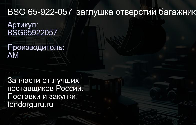 BSG65922057 BSG 65-922-057_заглушка отверстий багажника на крышепередняя серая\Opel Astra H 04> | купить запчасти