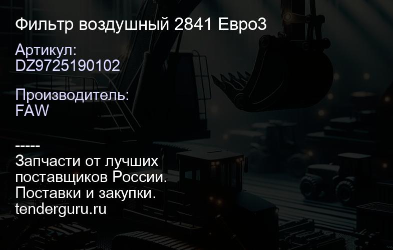 DZ9725190102 Фильтр воздушный 2841 Евро3 | купить запчасти