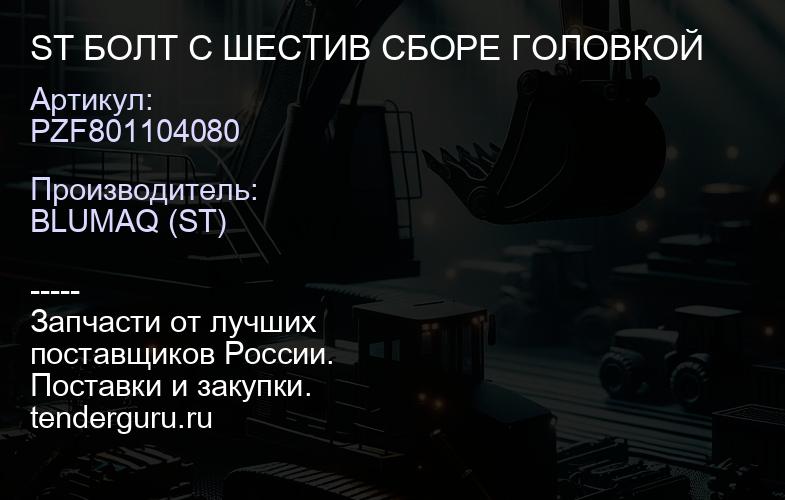 PZF801104080 ST БОЛТ С ШЕСТИВ СБОРЕ ГОЛОВКОЙ | купить запчасти