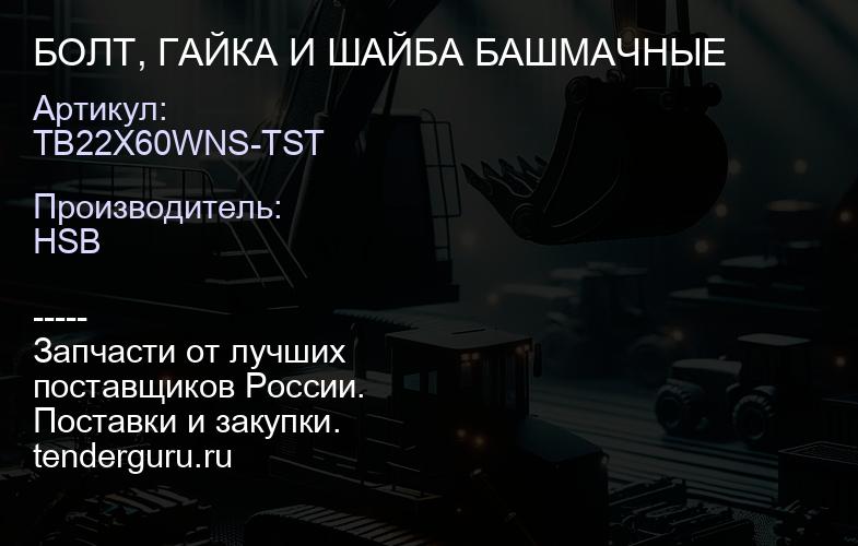 TB22X60WNS-TST БОЛТ, ГАЙКА И ШАЙБА БАШМАЧНЫЕ | купить запчасти