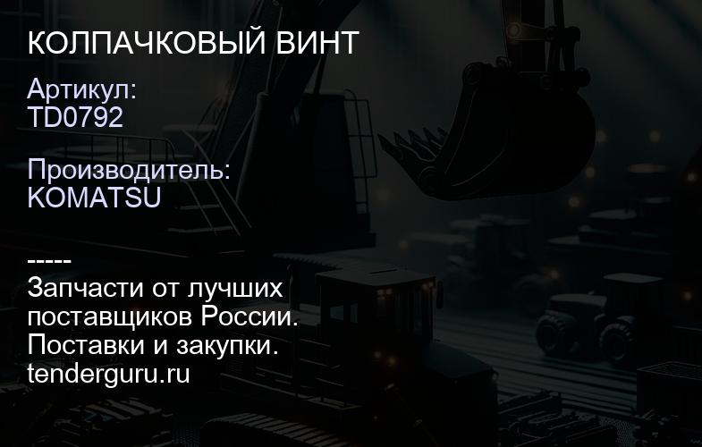 TD0792 КОЛПАЧКОВЫЙ ВИНТ | купить запчасти