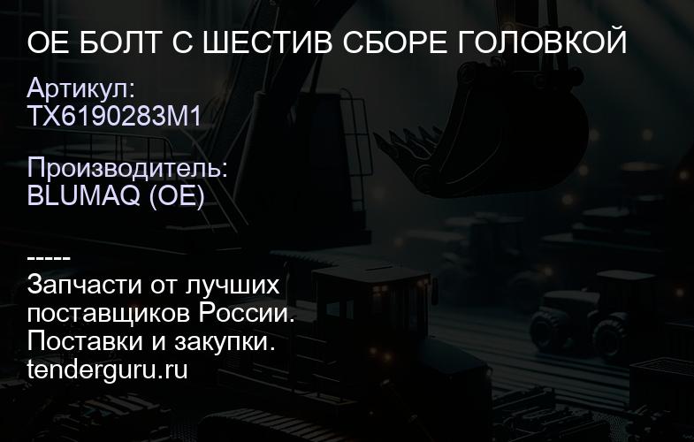 TX6190283M1 OE БОЛТ С ШЕСТИВ СБОРЕ ГОЛОВКОЙ | купить запчасти
