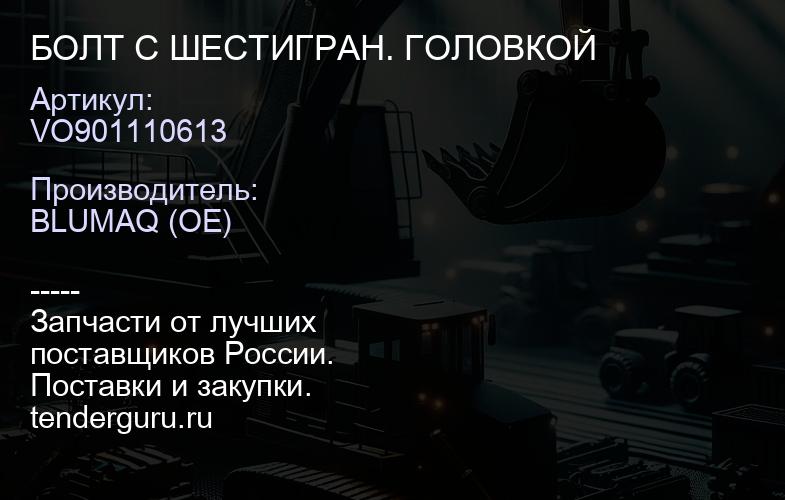 VO901110613 БОЛТ С ШЕСТИГРАН. ГОЛОВКОЙ | купить запчасти