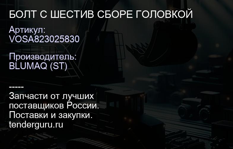 VOSA823025830 БОЛТ С ШЕСТИВ СБОРЕ ГОЛОВКОЙ | купить запчасти