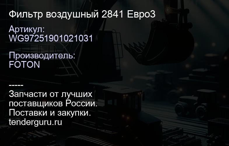 WG97251901021031 Фильтр воздушный 2841 Евро3 | купить запчасти