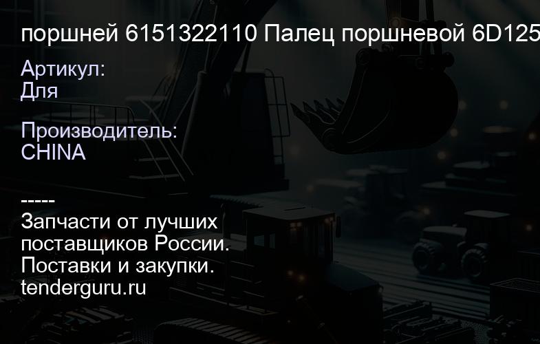 Для поршней 6151322110 Палец поршневой 6D125 48x104 Для поршней 6151322110 | купить запчасти